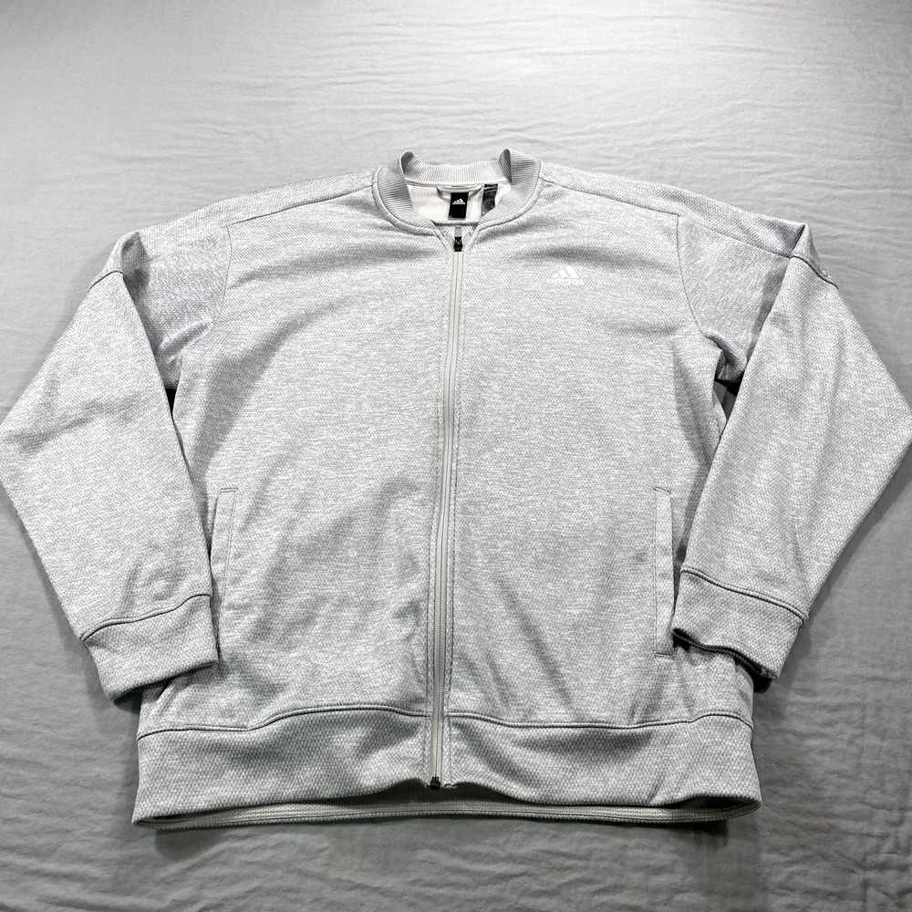 Adidas Jacket Mens XL Gray Athletics Team Issue Fleece Bomber‎ Full Zip Track